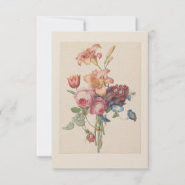 Persoonlijk vintage bloemstuk met fijne kunst bedankkaart