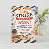 Persoonlijk vintage Bowling Verjaardagsfeest Kaart (Staand voorkant)