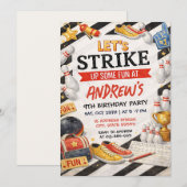 Persoonlijk vintage Bowling Verjaardagsfeest Kaart (Voorkant / Achterkant)