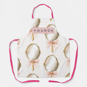 Persoonlijk Vintage Coquette Patroon Roze Spiegel Schort