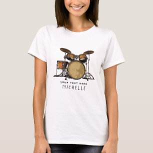 Persoonlijk vintage drumstel muziek drummer T-shir T-shirt