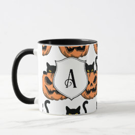 Persoonlijk vintage Halloween kat spooky patroon Mok
