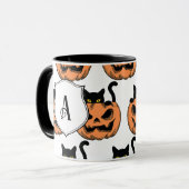 Persoonlijk vintage Halloween kat spooky patroon Mok (Voorkant links)