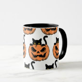 Persoonlijk vintage Halloween kat spooky patroon Mok (Voorkant rechts)
