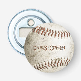 Persoonlijk vintage honkbal button flesopener