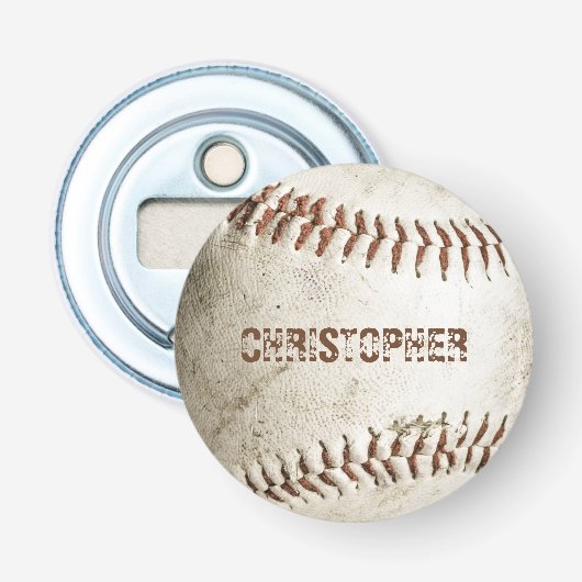 Persoonlijk vintage honkbal button flesopener (Voorkant)