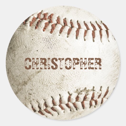Persoonlijk vintage honkbal ronde sticker (Voorkant)