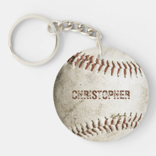 Persoonlijk vintage honkbal sleutelhanger