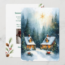 Persoonlijk Vintage Kerstkaart met platte ontwerp