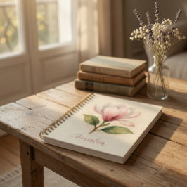 Persoonlijk vintage magnolia-spiraalnotitieboek notitieboek