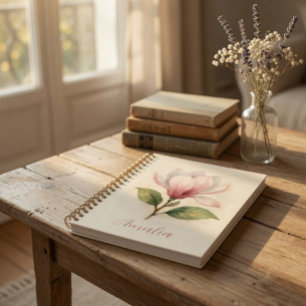Persoonlijk vintage magnolia-spiraalnotitieboek  notitieboek