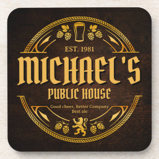 Persoonlijk vintage pubbord op houten bierviltje bier onderzetter