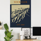 Persoonlijk Vintage Retro Roeiclub Poster (Thuiskantoor)