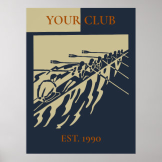 Persoonlijk Vintage Retro Roeiclub Poster