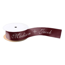 Persoonlijk Vintage Script Burgundy Huwelijksgunst Satijnen Lint