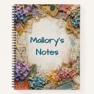 Persoonlijk vintage shabby chic bloemmotief gepers notitieboek