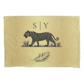 Persoonlijk Vintage Tijger Goud Monogram Kussensloop (Voorkant)
