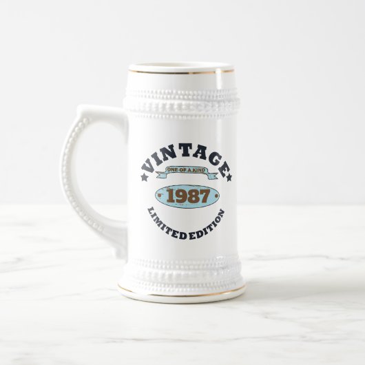 Persoonlijk vintage verjaardagscadeau bierpul (Links)