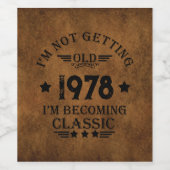 Persoonlijk vintage verjaardagscadeau zwart wijn etiket (Enkel label)