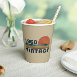 Persoonlijk vintage verjaardagsfeestje papieren bekers