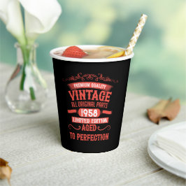 Persoonlijk vintage verjaardagsfeestje papieren bekers