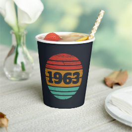 Persoonlijk vintage verjaardagsfeestje papieren bekers