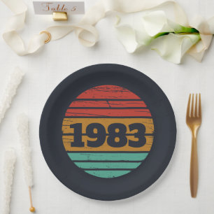 Persoonlijk vintage verjaardagsfeestje papieren bordje