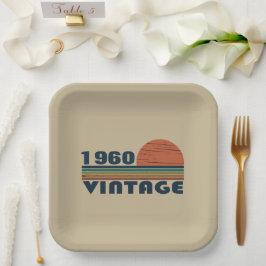 Persoonlijk vintage verjaardagsfeestje papieren bordje