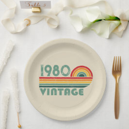 Persoonlijk vintage verjaardagsfeestje papieren bordje