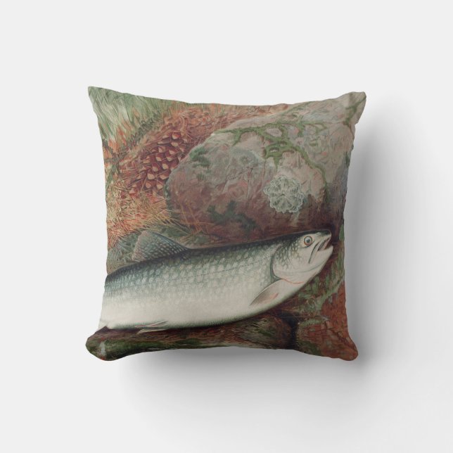 Persoonlijk vintage vissen forel waterverf kussen (Voorkant)