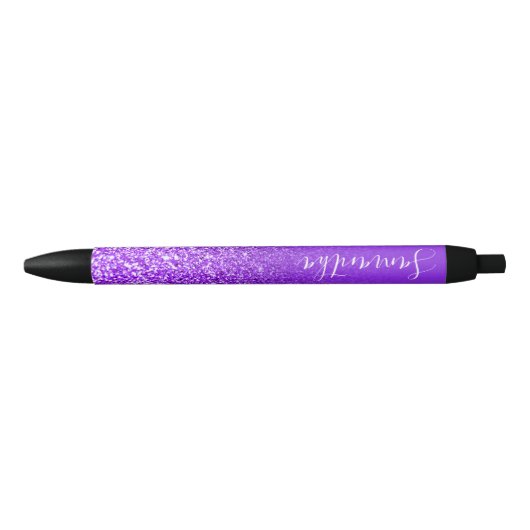 Persoonlijk Violet Paars Ombre Glitter Zwarte Inkt Pen (Voorkant)