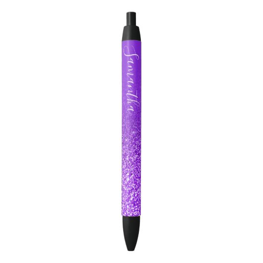 Persoonlijk Violet Paars Ombre Glitter Zwarte Inkt Pen (Voorkant Verticaal)