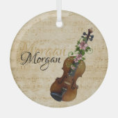 Persoonlijk Violin Kerstmis Glas Ornament (Voorkant)