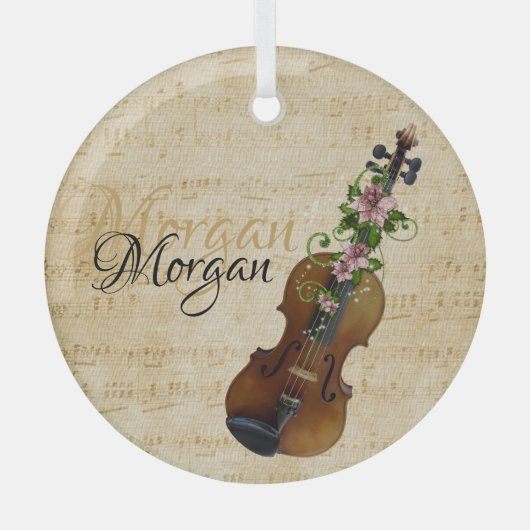 Persoonlijk Violin Kerstmis Glas Ornament (Voorkant)
