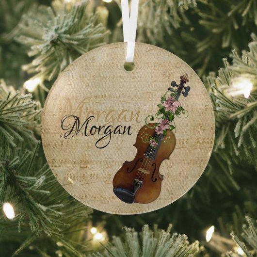 Persoonlijk Violin Kerstmis Glas Ornament (Insitu)