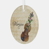 Persoonlijk Violin Kerstmis Glas Ornament (Voorkant links)