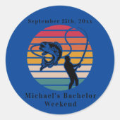Persoonlijk Vis Bachelor Weekend Ronde Sticker (Voorkant)