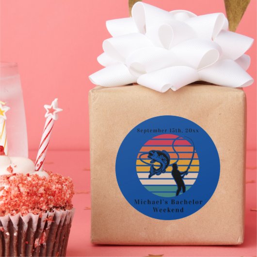 Persoonlijk Vis Bachelor Weekend Ronde Sticker (Feest)