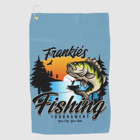 Persoonlijk Vis Toernooi Visser Trout Golfhanddoek (Voorkant)