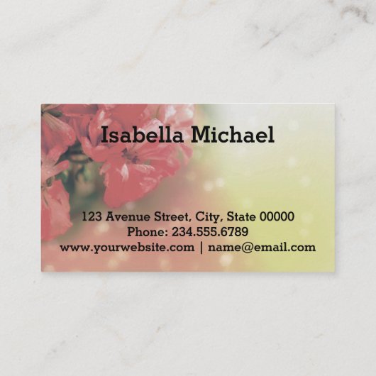 Persoonlijk visitekaartje, geranium, pelargonium visitekaartje (Achterkant)