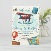 Persoonlijk Vliegtuig 1e Verjaardag voor Boy Blue Kaart (Staand voorkant)