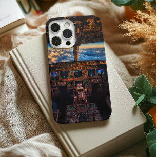 persoonlijk vliegtuigcockpitdashboard zonsondergan iPhone 15 pro case