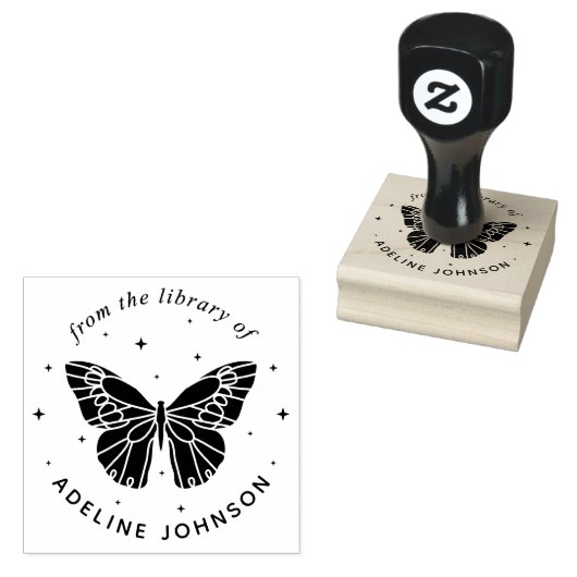 Persoonlijk vlinder Ex Libris-stempel 'Uit de bibl Rubberstempel (Gestempeld)