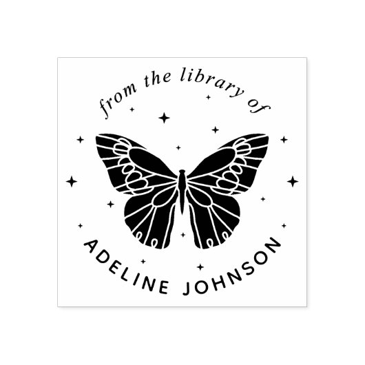 Persoonlijk vlinder Ex Libris-stempel 'Uit de bibl Rubberstempel (Afrduk)