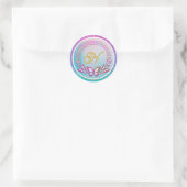 Persoonlijk vlinder-monogram ronde sticker (Tas)