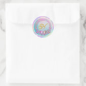 Persoonlijk vlinder-monogram ronde sticker (Tas)