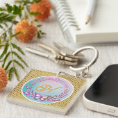Persoonlijk vlinder-monogram sleutelhanger (Voorkant Rechts)