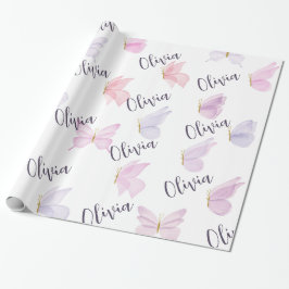 Persoonlijk vlindermotief inpakpapier. cadeaupapier