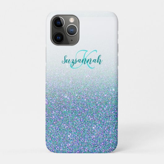 Persoonlijk voeg een blauwe groene glitter ombre t Case-Mate iPhone case (Achterkant)