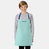Persoonlijk Voeg Je Naam Toe Mint Gingham Kinderen Schort (Gedragen)